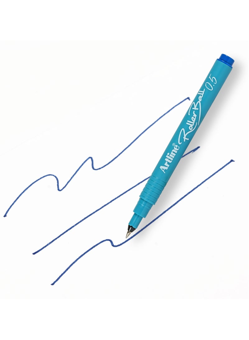 Artline 12 Pieces 4200 Roller Ball Pen, Acid Free, 0.5mm, Color: Blue - ARBNERB-4200BL - Image 2