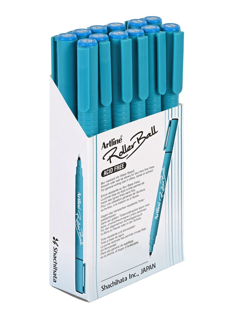 Artline 12 Pieces 4200 Roller Ball Pen, Acid Free, 0.5mm, Color: Blue - ARBNERB-4200BL - Image 3