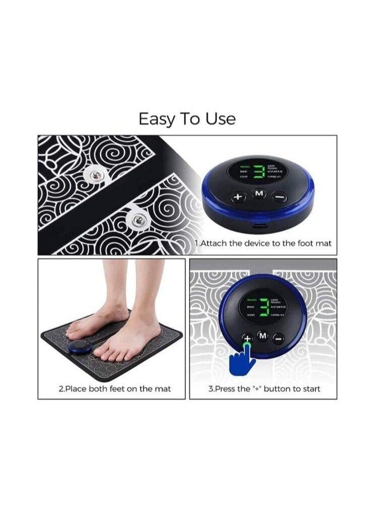 Ems Electric Foot Massagers Set with 1 Foot Massager and 1 Mini Neck Massager Pads Foot Massager Portable USB to Relieve Pain and Blood (MT04, BLACK) - Image 3