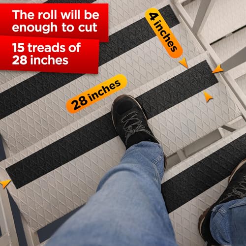 Trazon Grip Tape - Heavy Duty Anti Slip Tape with Aggresive Adhesion for Irregular or Textured Surfaces Outdoor/Indoor Waterproof 4Inch x 35Ft Safety Non Skid Roll - Image 3