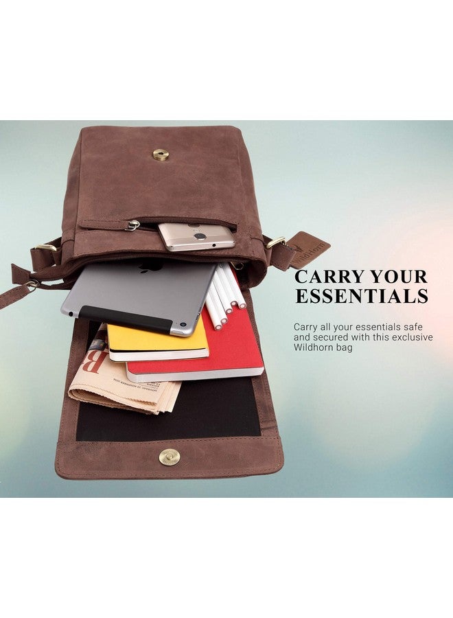 Wildhorn حقيبة رسائل جلدية حقيقية من وايلدهورن (HUNTER) الأبعاد: L-8.5 بوصة W-3 بوصة H-10.5 بوصة (بني) - Image 5