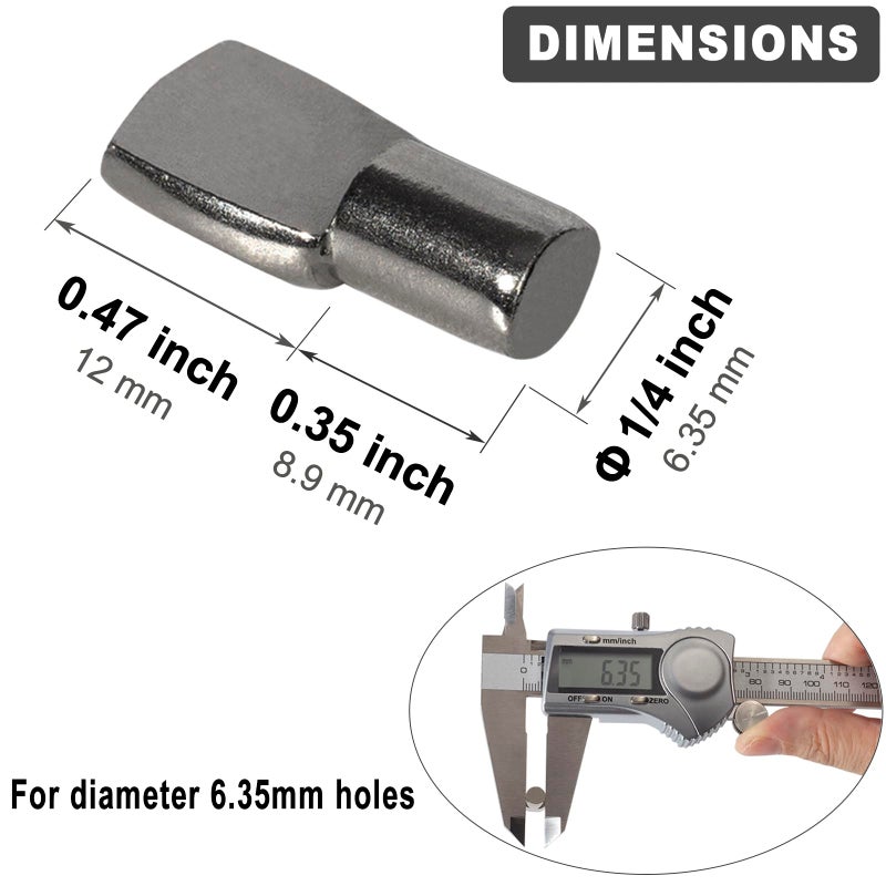 Keenkee Shelf Pegs Pin Diameter 1/4 Inch for Cabinet Shelves Support Clips Holder, Spoon Shape, Black Nickel, Pack of 20 - Image 2