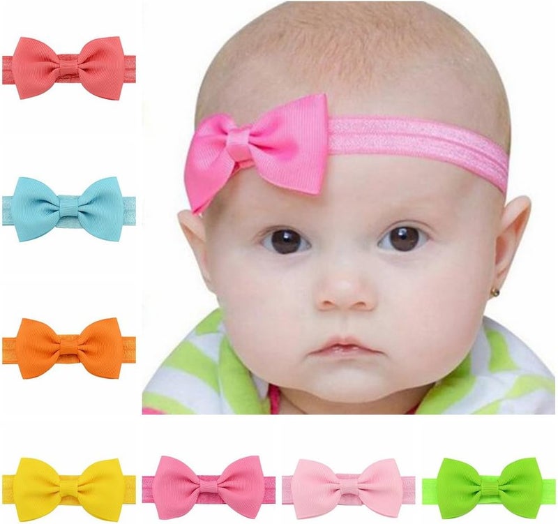 WillingTee Baby Girls Headbands Tiny Bows 2.75" Grosgrain Ribbon Hair Bow Hair Band Hair Accessories for Baby Girls Infants Toddlers Kids Newborns - Image 2