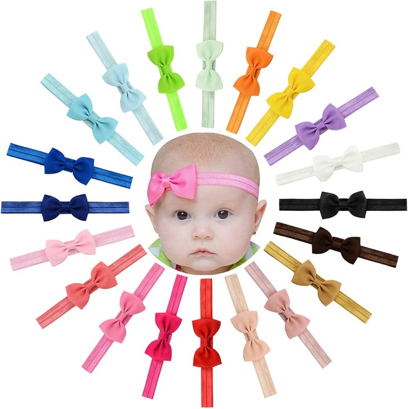 WillingTee Baby Girls Headbands Tiny Bows 2.75" Grosgrain Ribbon Hair Bow Hair Band Hair Accessories for Baby Girls Infants Toddlers Kids Newborns - Image 1