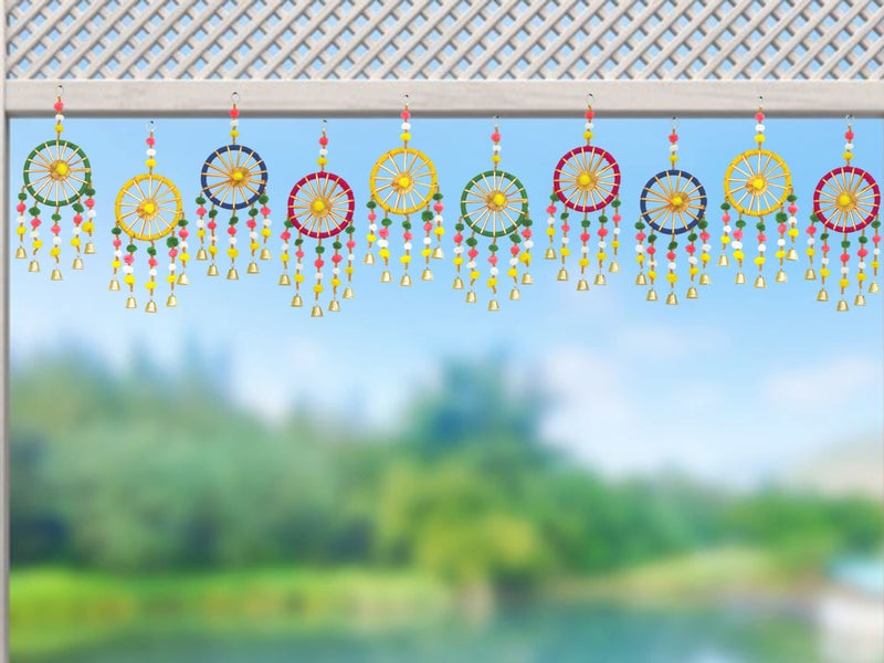 JH Gallery Wool Handmade Colorful Wall Decor and Door Hangings for Home Decoration, Festive Decoration, Balcony, Room, Temple Decoration, Pooja Room Decoration, Decorative Hanging Items, Pack of 4 - Image 5