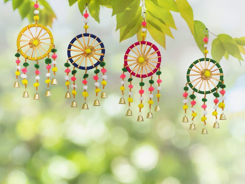 JH Gallery Wool Handmade Colorful Wall Decor and Door Hangings for Home Decoration, Festive Decoration, Balcony, Room, Temple Decoration, Pooja Room Decoration, Decorative Hanging Items, Pack of 4 - Image 4