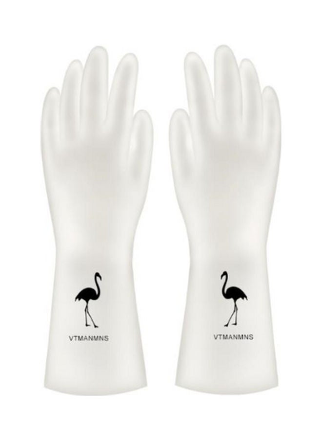 NIBEMINENT Waterproof Non-Slip Durable Rubber Small Size Gloves Off White/Black
