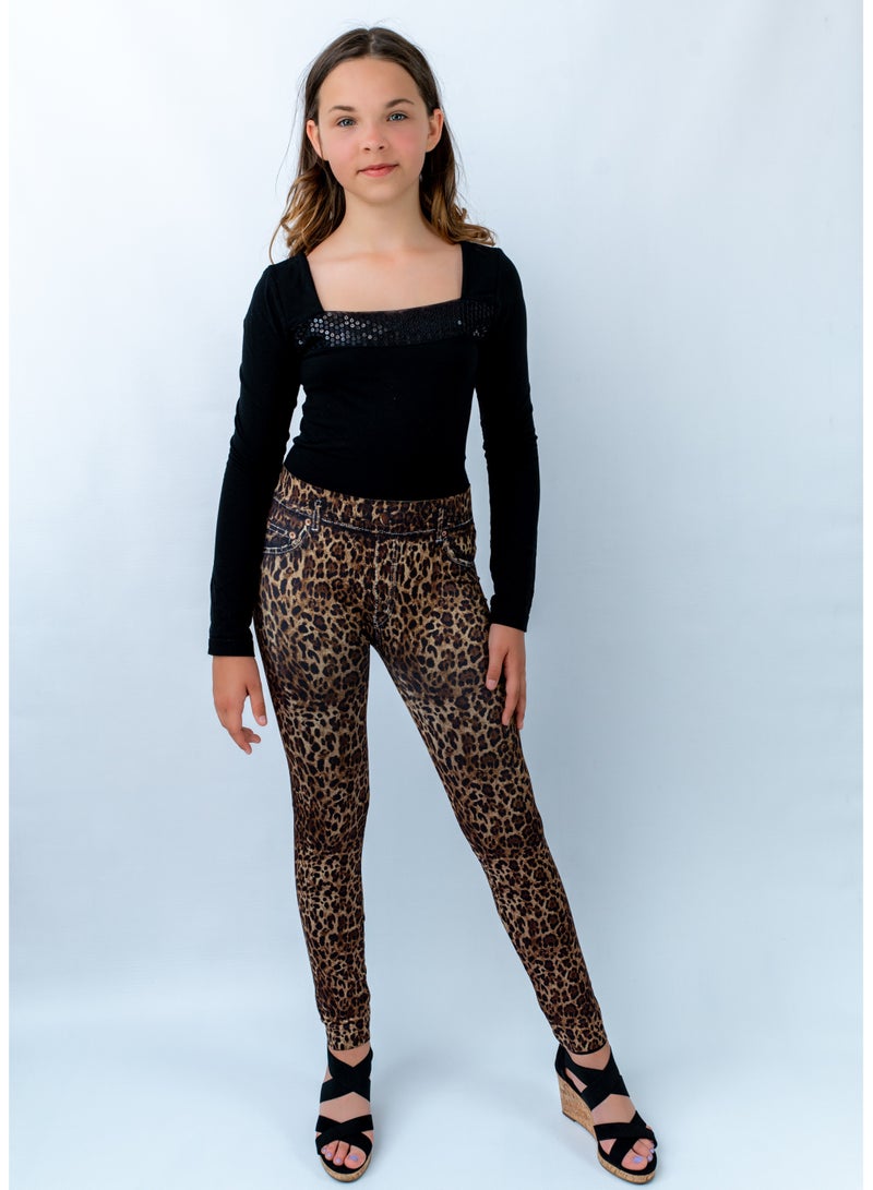 Allium Girl's Leggings/tights Jaguar Print - Image 2