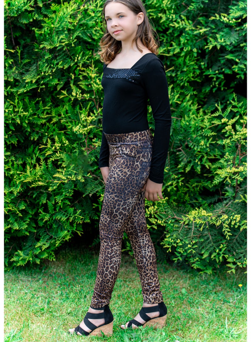Allium Girl's Leggings/tights Jaguar Print - Image 4