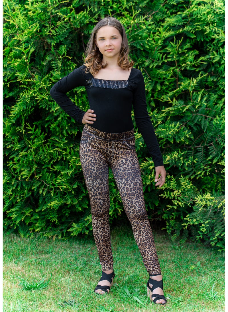 Allium Girl's Leggings/tights Jaguar Print - Image 1