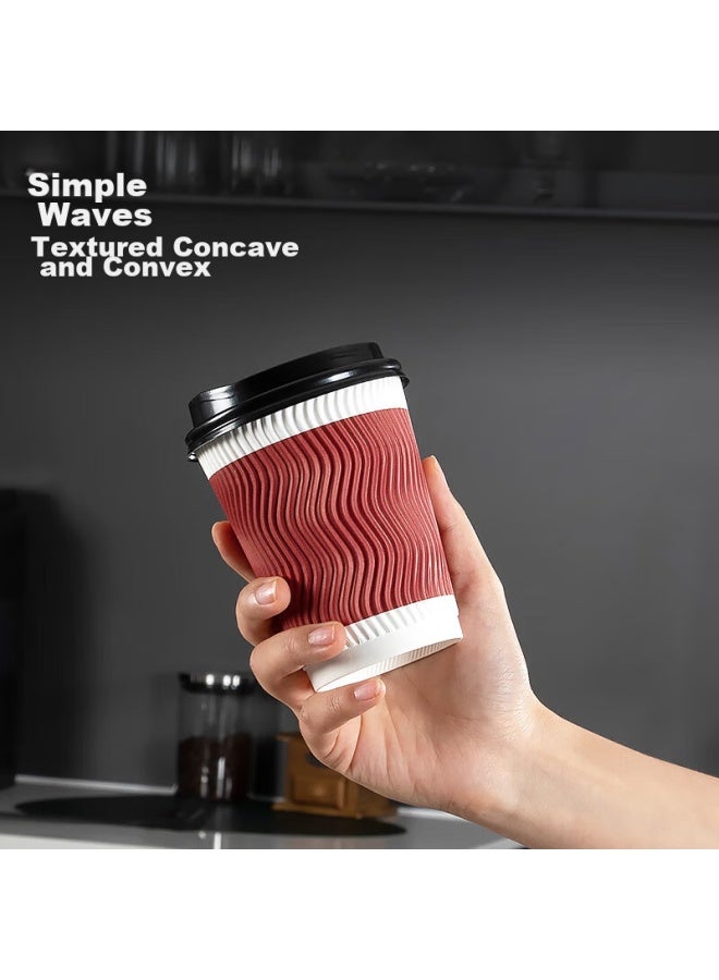 Temeiju Disposable Coffee Cups, Thick Paper Cups, Heat-resistant Cups, Food-grade Water Cups, Business Office Tea Cups, 30 Sets With Lids - Image 3