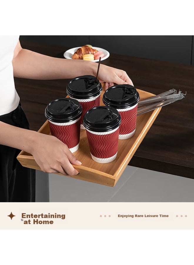 Temeiju Disposable Coffee Cups, Thick Paper Cups, Heat-resistant Cups, Food-grade Water Cups, Business Office Tea Cups, 30 Sets With Lids - Image 5