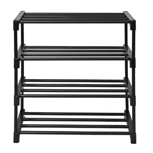Keeva Multipurpose Rustproof PVC Plastic Shoe Rack for Home/Office, Foldable Storage Stand | Easy to Move & Assemble, Upto 10 Shoe Pair (4 Shelves, Black) - Image 1