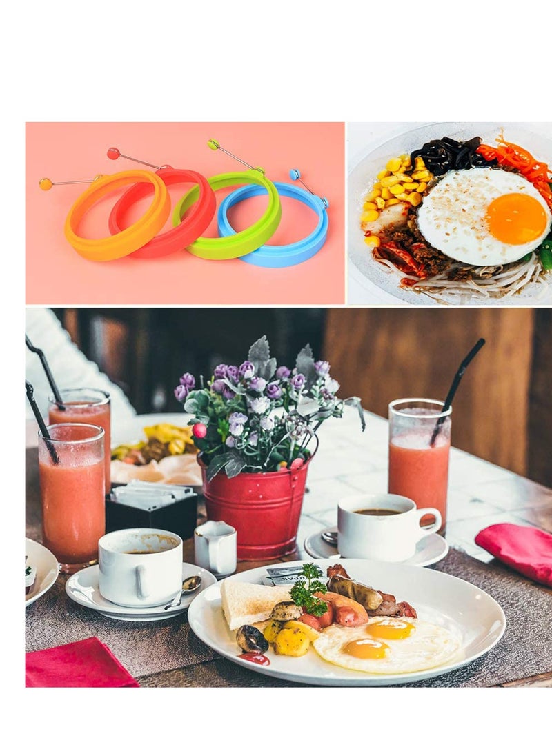 SYOSI - Egg Ring, Fried Egg Mold, Egg Separator, Reusable Cooking Rings, Silicone Non-Stick Egg Shaper Ring with Egg and Pancake Non Stick Cooking Tool, Kitchen Cooking Tools (4 Pcs) - Image 1