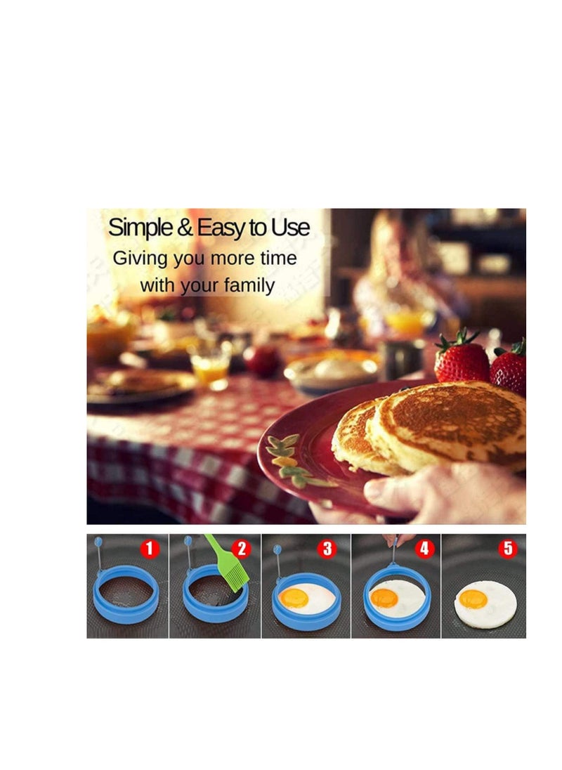 SYOSI - Egg Ring, Fried Egg Mold, Egg Separator, Reusable Cooking Rings, Silicone Non-Stick Egg Shaper Ring with Egg and Pancake Non Stick Cooking Tool, Kitchen Cooking Tools (4 Pcs) - Image 1