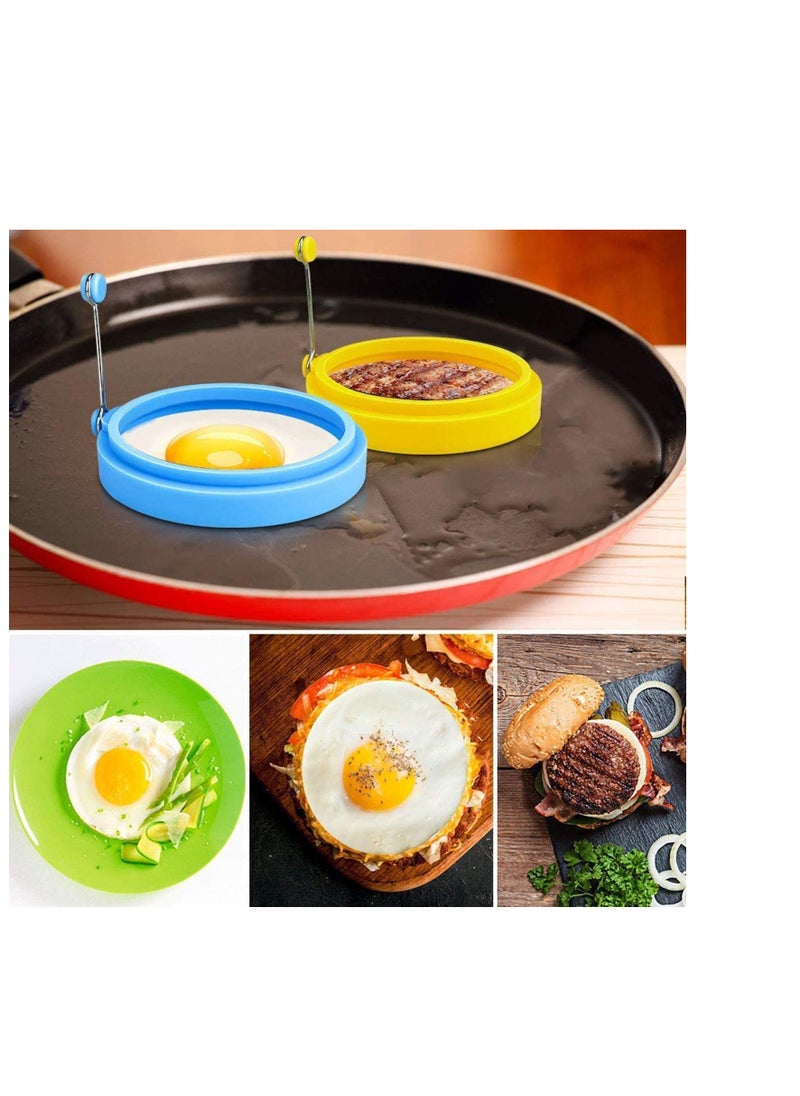 SYOSI - Egg Ring, Fried Egg Mold, Egg Separator, Reusable Cooking Rings, Silicone Non-Stick Egg Shaper Ring with Egg and Pancake Non Stick Cooking Tool, Kitchen Cooking Tools (4 Pcs) - Image 1