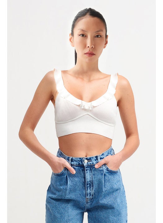 Azalea Okcu Crop Collar Ruffle Bustier