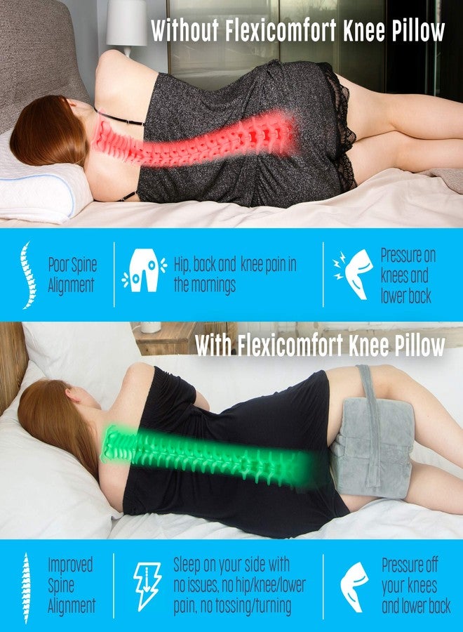 Flexicomfort وسادة ركبة فليكسيكومفورت السميكة للنوم على الجانب - رغوة ذاكرة قابلة للتعديل لراحة مخصصة - مصممة لدعم وضعية النوم - تتضمن طبقات قابلة للإزالة لتخصيص السماكة - كبيرة - Image 3