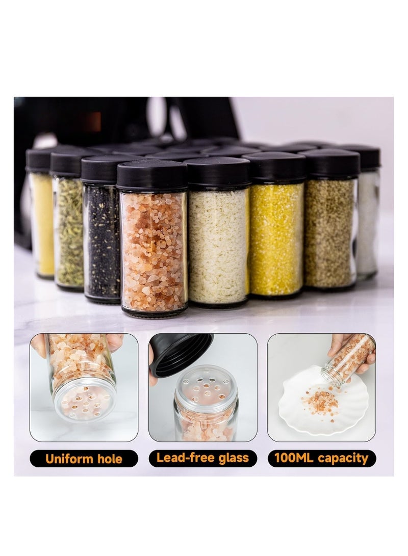 McDou Rotating Spice Rack Organizer with 18 Glass Spice Jars, Revolving Spice Rack Set, 360 Degree Rotating Ferris Wheel Spice Rack, Removable Spice Rack, Black - Image 2