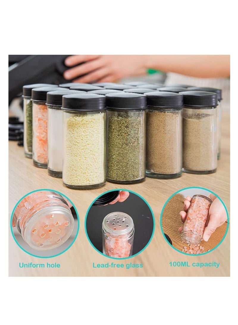 McDou Rotating Spice Rack Organizer with 18 Glass Spice Jars, Revolving Spice Rack Set, 360 Degree Rotating Ferris Wheel Spice Rack, Removable Spice Rack, Black - Image 4