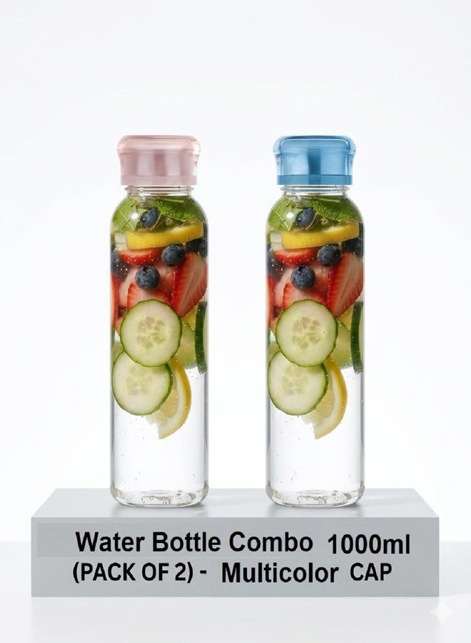 FASHRAMP Zest Unbreakable Plastic Fridge Water Bottle Pack of 2 | Crystal Clear Spill Proof Drinking Bottle | Food Grade, Freezer & Dishwasher Safe | Gym, Home & Office Use (1000ml) - Image 3