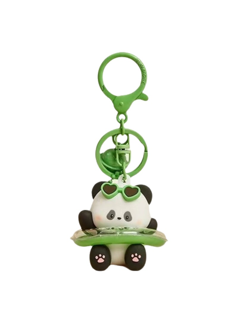 Cute Keychain, Pvc Doll Gift, Cute Keychain, Backpack Accessories, Bag Accessories (Green Swimming Ring Panda)  - Image 1