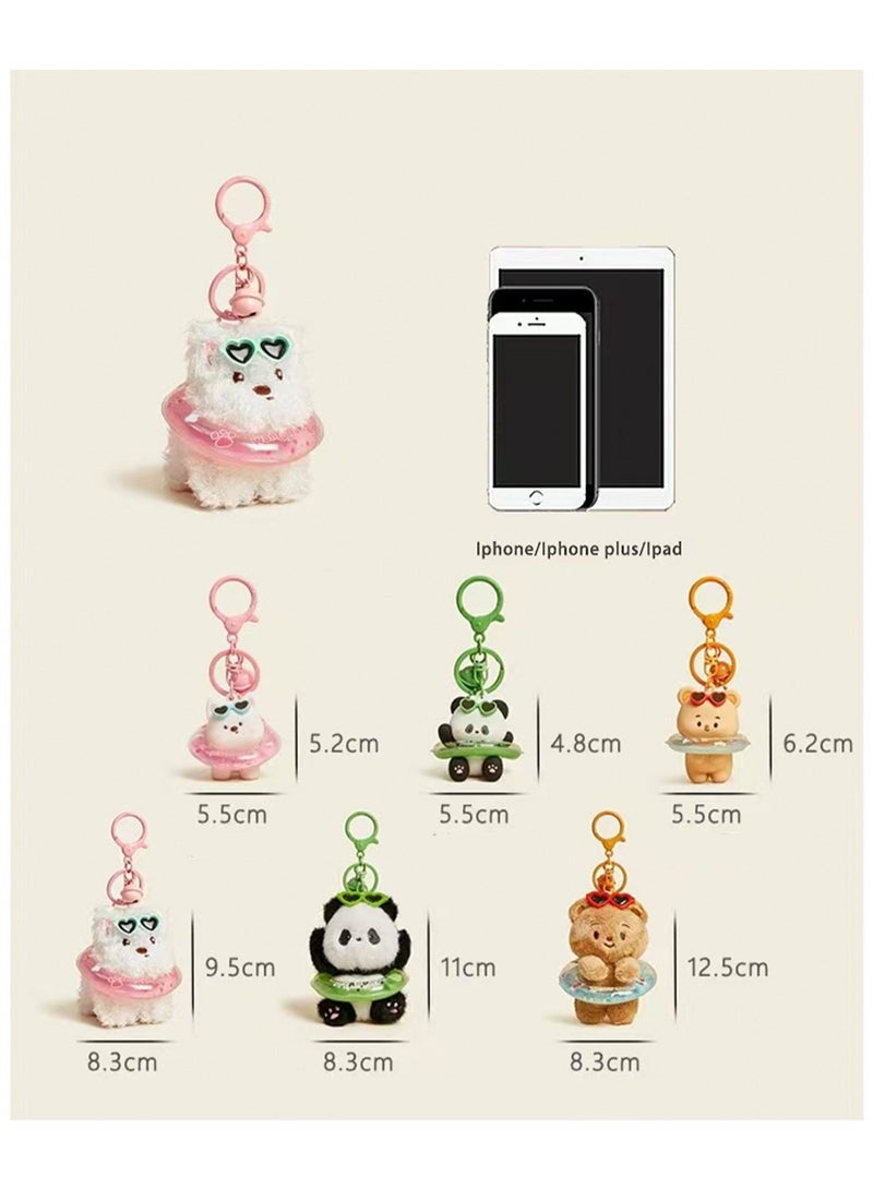 Cute Keychain, Pvc Doll Gift, Cute Keychain, Backpack Accessories, Bag Accessories (Green Swimming Ring Panda)  - Image 2