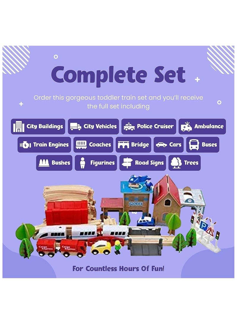 Soofam Wooden Electric Train Set – 88 Piece Train Set Battery Operated - for Kids and Toddlers – Premium Quality Wood – Fun & Entertaining - Image 4