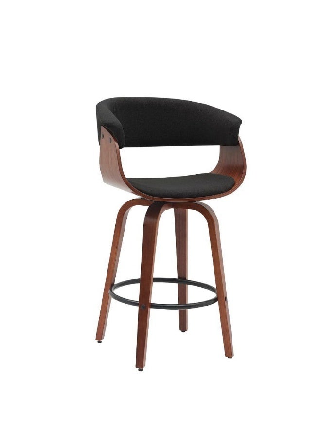 بيتي كرسي بار مرتفع قماش بقاعدة خشب - أسود - Image 3