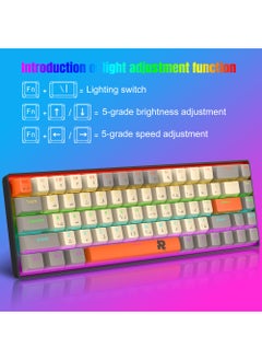 Rock Pow ROCK POW Arabic English Portable 60% Mechanical Gaming Keyboard MK-Box LED Backlit Compact 68 Keys Mini Wired Office Keyboard with Blue Switch for Windows Laptop PC Mac  - Image 3