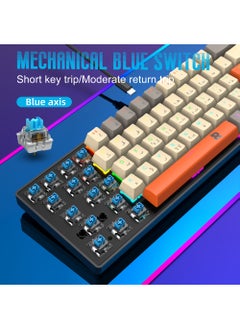Rock Pow ROCK POW Arabic English Portable 60% Mechanical Gaming Keyboard MK-Box LED Backlit Compact 68 Keys Mini Wired Office Keyboard with Blue Switch for Windows Laptop PC Mac  - Image 2