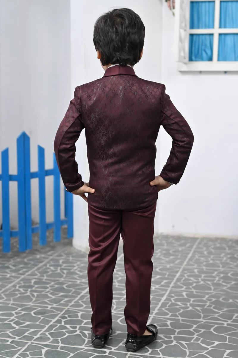 BT DEZINES Maroon Boys 5-Piece Suit Set
