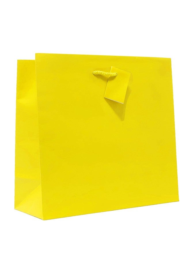 allgala Gift Bags, 12 Pack 16x12x6 Inch Extra Wide Vogue Bag Yellow Gift Bags with Handles for Birthday, Wedding, Party Supplies, Baby Shower, Holidays, Chirstmas