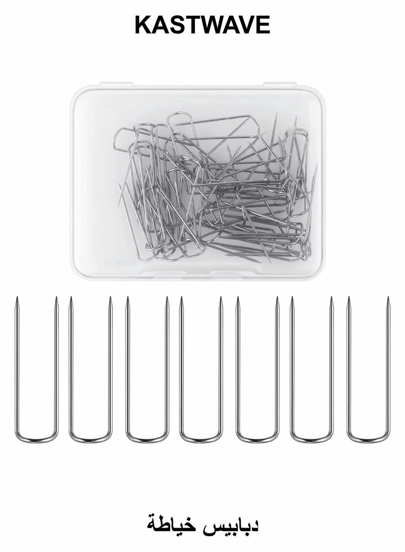 KASTWAVE Sewing U-Pins, 50 Pcs Metal U Pins Needlecrafts Pins Double Blocking Pins Multipurpose Straight Pins for DIY Sewing Jewelry Craft Making Fabric Decor (0.91 Inch/0.5cm) - Image 1