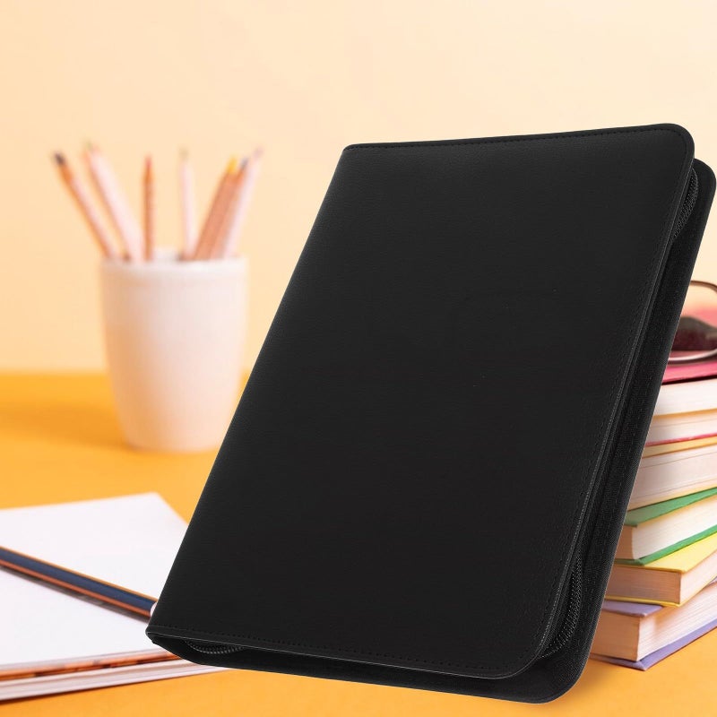 A5 PU Leather Zipper Portfolio Binder with Loose Leaf Refill and Document Pockets for Office Business Travel - Image 5