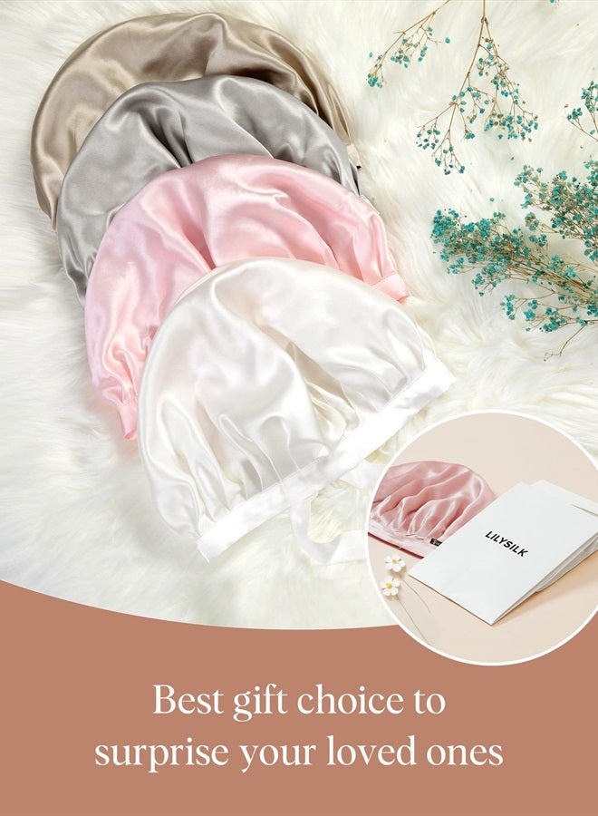 LilySilk غطاء رأس من حرير التوت 100% من LILYSILK، غطاء نوم من حرير 19 Momme قابل للتعديل لتغليف الشعر أثناء النوم، لون رمادي غامق - Image 5