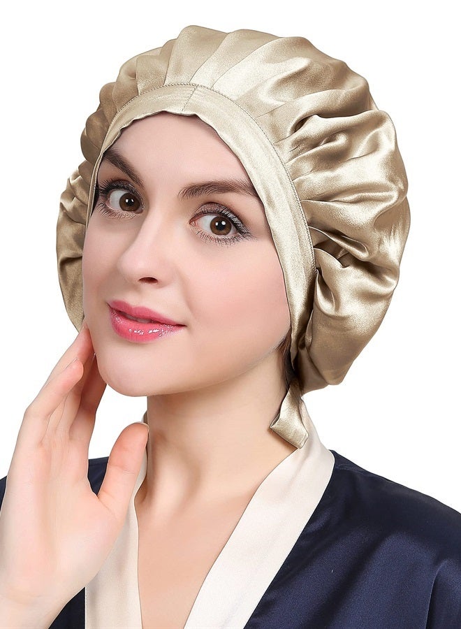 LilySilk غطاء رأس من حرير التوت 100% من LILYSILK، غطاء نوم من حرير 19 Momme قابل للتعديل لتغليف الشعر أثناء النوم، لون رمادي غامق - Image 1