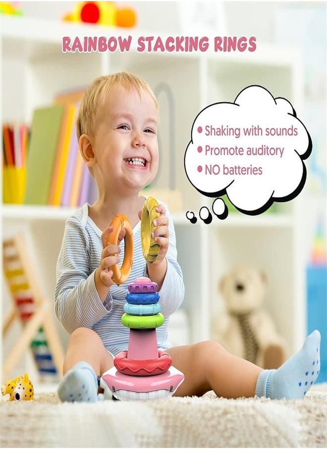 Baby Stacking Toys Age 6 9 12 18+ Months, Montessori Toddler Sensory Stacking Toys with Sounds,Rainbow Stacking Rings Fine Motor Skills Learning Educational Toys Gifts for 1 Year Old Girls Boys  - Image 4