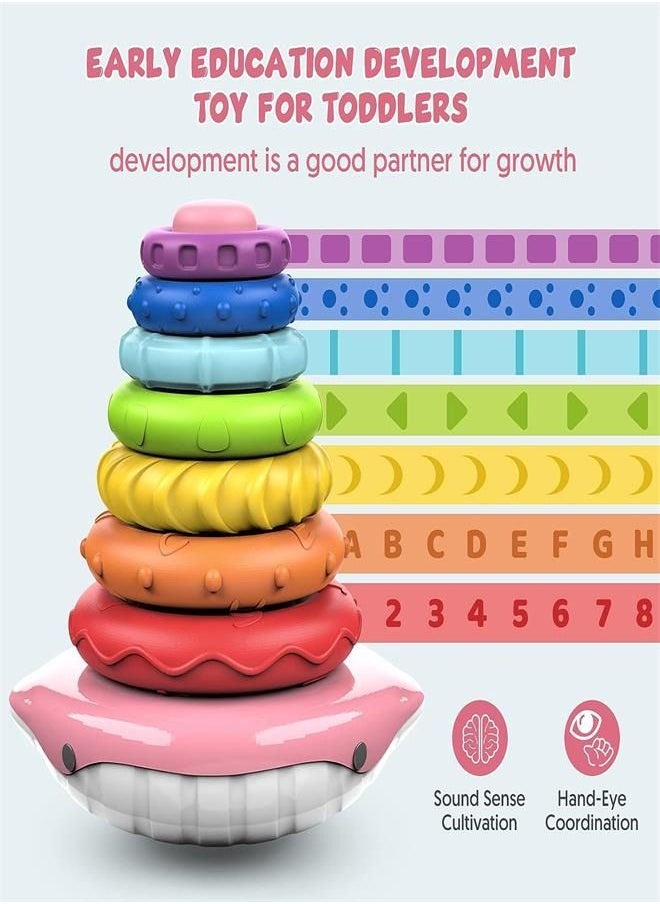Baby Stacking Toys Age 6 9 12 18+ Months, Montessori Toddler Sensory Stacking Toys with Sounds,Rainbow Stacking Rings Fine Motor Skills Learning Educational Toys Gifts for 1 Year Old Girls Boys  - Image 2