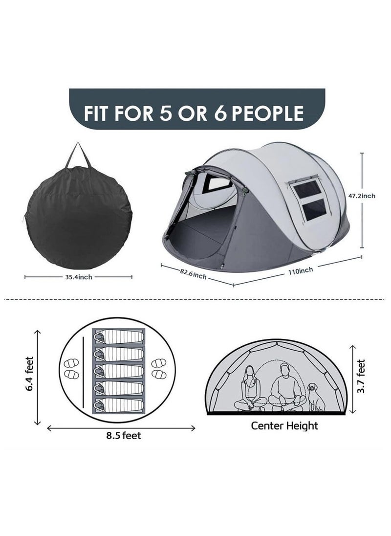 Mereza Pop Up Camping Tent, 5-6 Person Tents,Automatic Set Up Tent in 3 Seconds,Waterproof Sunshade Family Tent,Portable Lightweight Dome Tent for Outdoor Camping,Hiking,Travel & Beachnstant  - Image 5