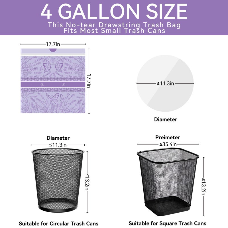 Freshlix 4 Gallon Small Trash Bags No-Tearing Drawstring Strong Garbage Bags Lightly Scented Bathroom Trash Bag 217 Count for Home, Office, Kitchen,Outdoor Camping - Image 2