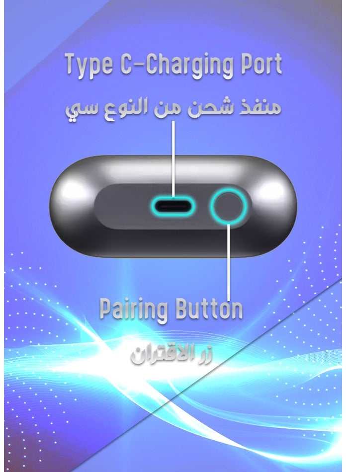 أدموس سماعات أذن لاسلكية حقيقية، سماعات بلوتوث ٥.٤ بمحركات صوت جهير عميق ١٣ مم، وضع زمن استجابة منخفض، تحكم ذكي باللمس، شحن سريع من النوع سي، علبة شحن ٣٠٠ مللي أمبير، متوافقة مع أجهزة ايفون واندرويد - رمادي - Image 3
