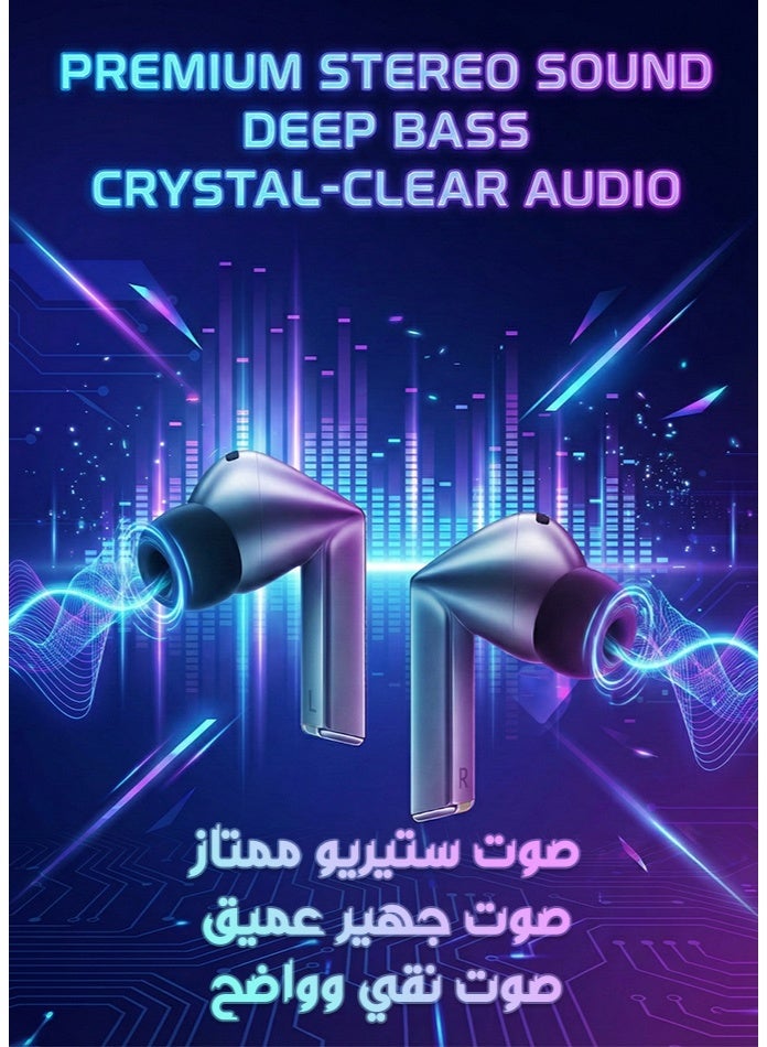 أدموس سماعات أذن لاسلكية حقيقية، سماعات بلوتوث ٥.٤ بمحركات صوت جهير عميق ١٣ مم، وضع زمن استجابة منخفض، تحكم ذكي باللمس، شحن سريع من النوع سي، علبة شحن ٣٠٠ مللي أمبير، متوافقة مع أجهزة ايفون واندرويد - رمادي - Image 4