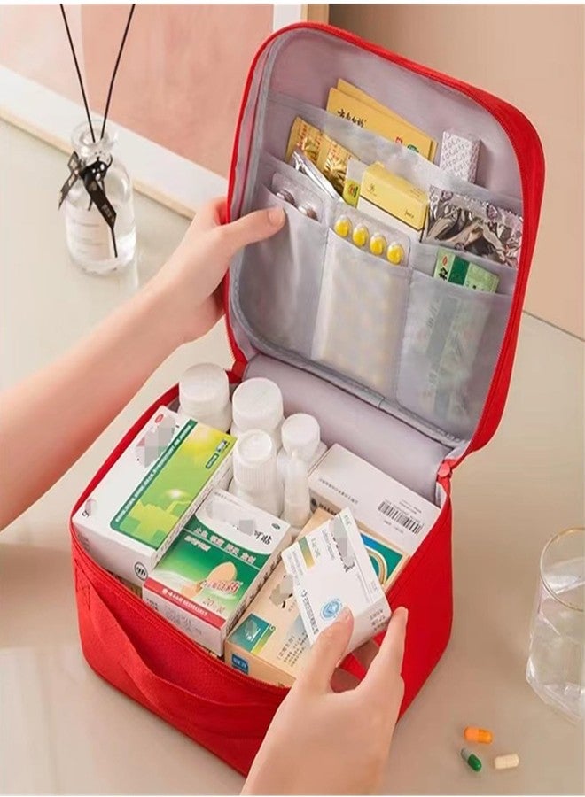 Jipemtra Red First Aid Bag Empty 1st Aid Bag Medical Travel Case First Responder Emergency Storage Compact Medicine Bags for Car Home Office Kitchen Sport Outdoors (Pink) - Image 2
