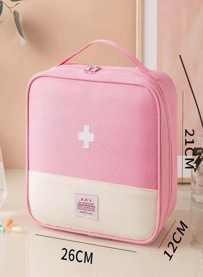 Jipemtra Red First Aid Bag Empty 1st Aid Bag Medical Travel Case First Responder Emergency Storage Compact Medicine Bags for Car Home Office Kitchen Sport Outdoors (Pink) - Image 3
