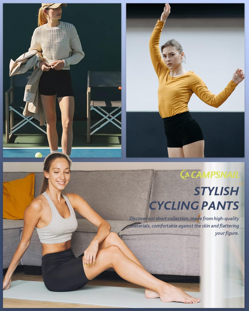 CAMPSNAIL Workout Biker Shorts Women - 3"/5"/8" High Waisted Tummy Control Spandex Booty Volleyball Shorts for Yoga Dance - Image 2