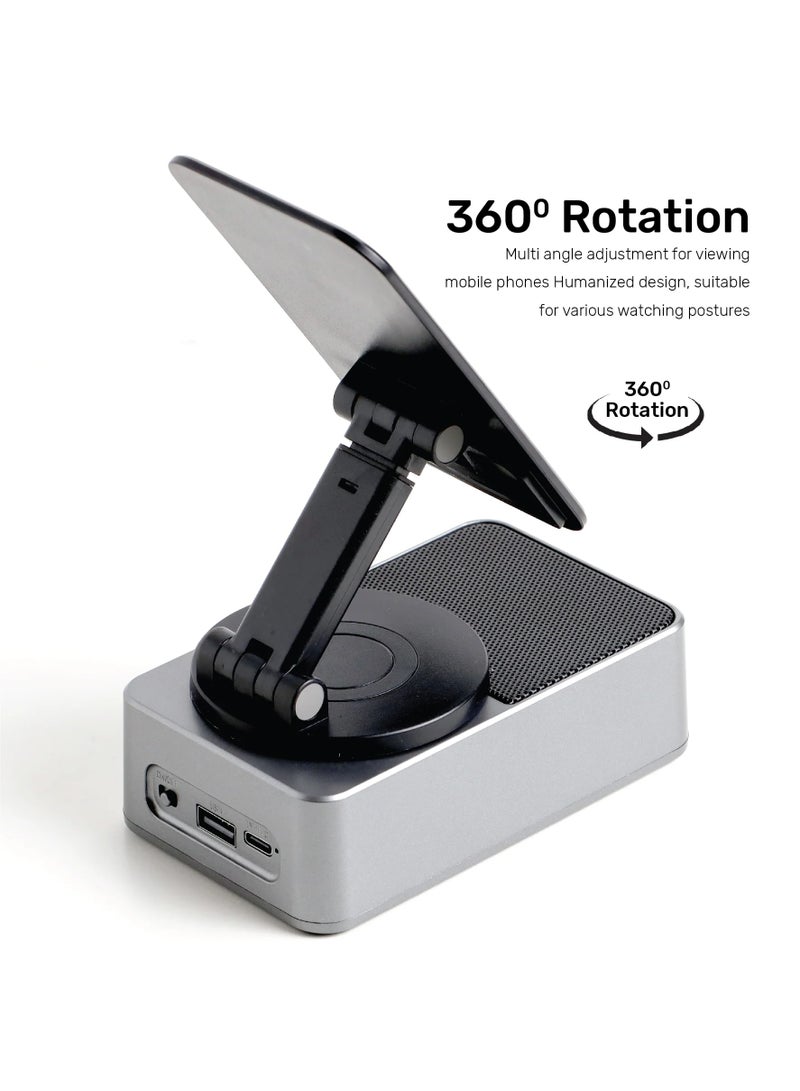 أريزون مكبر صوت لاسلكي أريزونا AS-2 مع حامل هاتف محمول بزاوية 360 درجة، ومكبر صوت بلوتوث، وقاعدة مانعة للانزلاق، وصوت محيطي عالي الدقة، مثالي للاستخدام المنزلي والخارجي. - Image 3