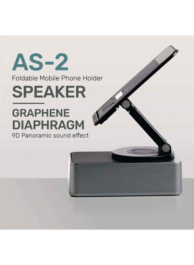أريزون مكبر صوت لاسلكي أريزونا AS-2 مع حامل هاتف محمول بزاوية 360 درجة، ومكبر صوت بلوتوث، وقاعدة مانعة للانزلاق، وصوت محيطي عالي الدقة، مثالي للاستخدام المنزلي والخارجي. - Image 4