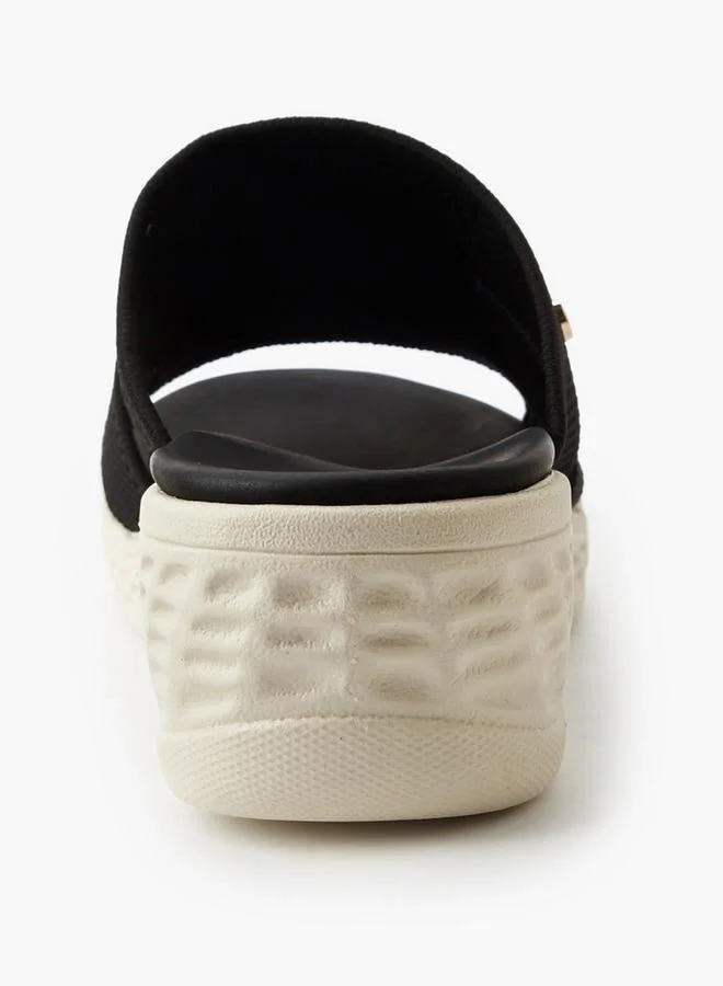 Flora Bella By Shoexpress BLACK Women Slip-On Wedge Sandals for Women | Best Price UAE