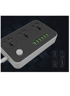 Generic Universal Power Strips 3 Way Outlets 6 USB Plug Ports Surge Protection Power Socket Switch Portable Charger Fast Charging with 2M Wall Plug Adapter  - Image 3
